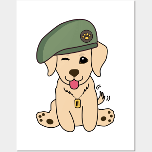 Green Beret Golden Retriever Posters and Art